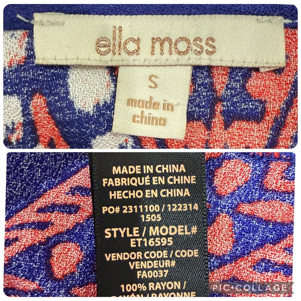 Ella Moss Fez Kaleidoscope Top Small Royal Blue Red Paisley Bell Sleeve Boho Y2K - Picture 6 of 7